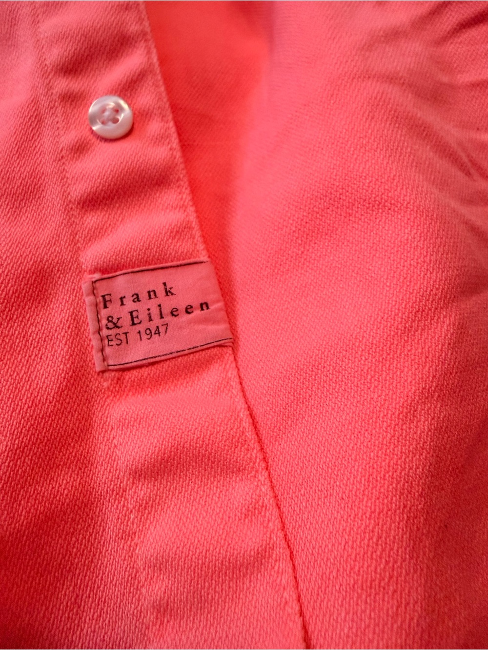 Mary Distressed Denim Shirtdress Neon Coral Frank & Eileen S - Picture 11 of 15